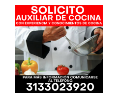 SOLICITO AUXILIAR DE COCINA CON EXPERIENCIA